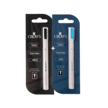 Imagem de Kit Carga Para Caneta Crown Esferográfica Tipo Cross Azul Preta Vermel