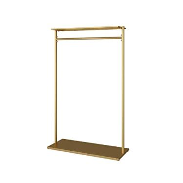 Imagem de hezhuhe2258 ganchos de prateleira de casaco armazenamento simples multifuncional cabide chão quarto casa prateleiras sala de estar loja de roupas pendurar cabide de roupas para decoração de casa (ouro