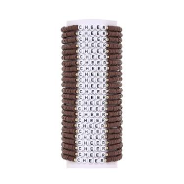 Imagem de Cooluckday Pulseiras de torcida para presentes de torcida da equipe, conjunto de presentes de líder de torcida para mulheres adolescentes brinquedos de torcida empilháveis de argila Y2k pulseiras de