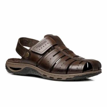 Imagem de Sandália Masculina De Couro Legítimo Amortech Pegada 131676 (Cravo, BR, Adulto, Numérico, 42)