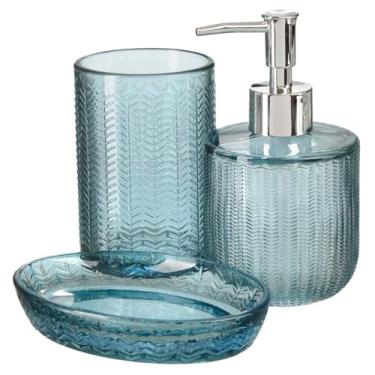 Imagem de Kit Lavabo Banheiro Vidro Dispenser Líquido Saboneteira Pia