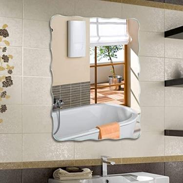Imagem de LIFOND Espelho de banheiro montado na parede, espelho de banheiro sem moldura, espelho de parede moderno, espelho decorativo grande, bordas polidas, espelho decorativo de parede horizontal ou vertical