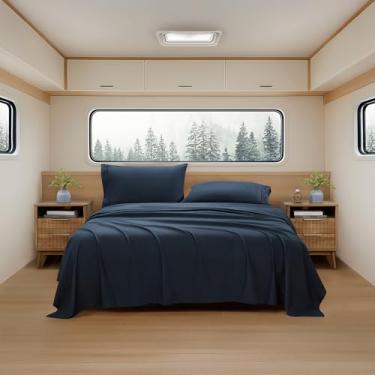 Imagem de Lençóis de acampamento tamanho Queen – Conjunto de lençóis de colchão de ar ao ar livre – Alças de canto embutidas para uso em colchão de ar e acampamento – Projetado para camas infláveis e festas do