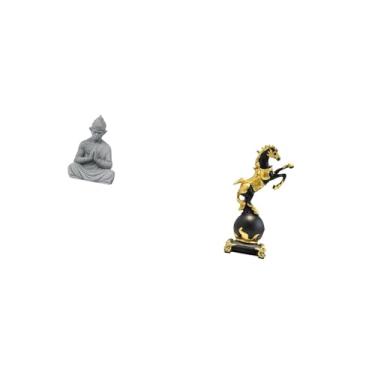 Imagem de Fenteer Buda Macaco Sol Wukong Cavalo Escultura Animal Moderna Estatueta Colecionável Ornamento de Mesa para Pátio de Hotel Quarto Sala de Estar