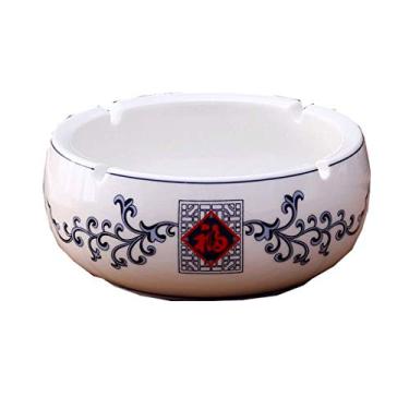 Imagem de Cinzeiros para Cigarros Azul e Branco Cerâmica Europeia Retro Sala de Estar Cinzeiro Boutique Grande Prático Cinzeiro de Cerâmica Elegante Personalidade Criativa Escritório Cinzeiro Redondo Decoração