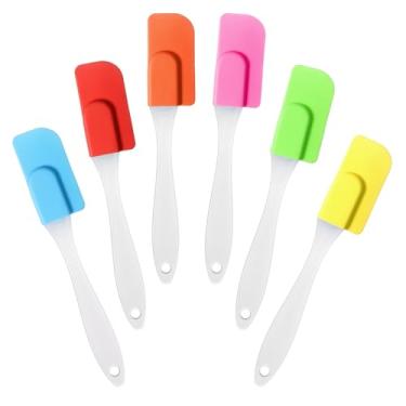 Imagem de 6 mini espátulas de silicone, mini espátulas multicoloridas, pequenas espátulas de silicone, resistentes ao calor, ferramentas de cozinha para assar, cozinhar, misturar
