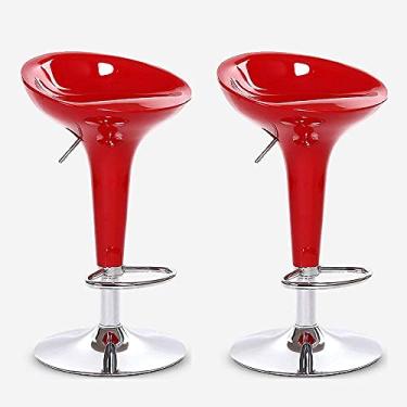 Imagem de UISLA Banco de bar giratório para móveis, conjunto de 2 bancos, banco de balcão elevador, banco de altura de cozinha, bar com apoio para os pés/branco/G