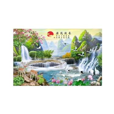 Imagem de BMZFYBS Impressão em tela moderna - imagem de arte de parede de paisagem - animais de lótus do lago - pôster para sala de estar banheiro decoração de casa 60 x 95 cm 24 x 37 pol sem moldura