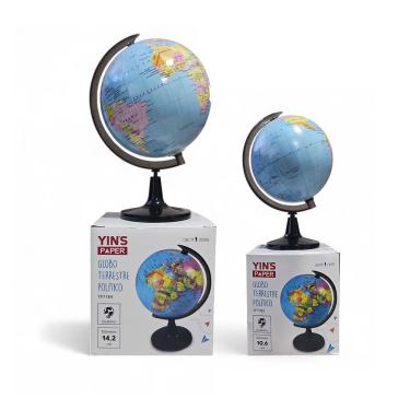 Imagem de Kit 2 Globo Terrestre Mesa Politico 10,6 E 14,2cm Português Multicolorido N-a