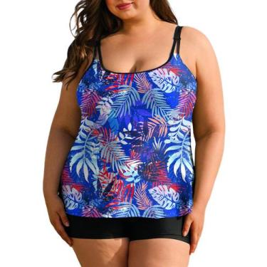 Imagem de Roupa de banho feminina Aleumdr Plus Size, 2 peças para controle de ba