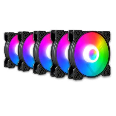 Imagem de Kit 5 Cooler Fan Snaker Shadow ARGB 120mm Silencioso Preto