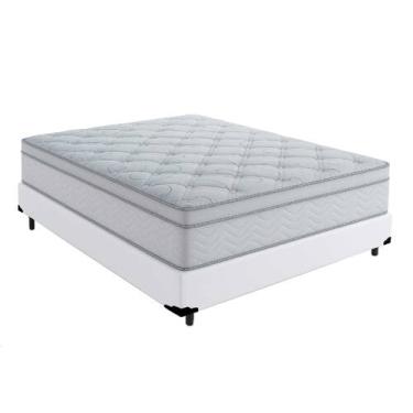 Imagem de Cama Box Viúva 128 Tecido Sintetico Branco Com Colchão Toronto Molas E
