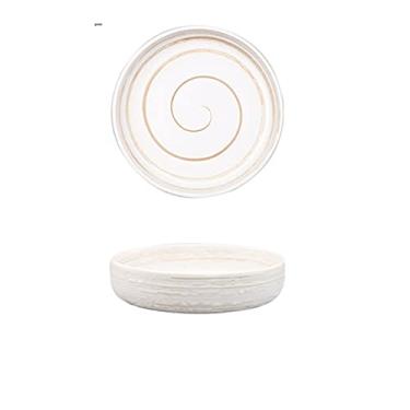 Imagem de WYUYIWH Tigela de cerâmica doméstica tigelas redondas rasas tigelas de ramen tigelas de sopa tigelas de frutas tigelas de sobremesa (cor: A 4)