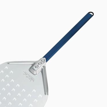 Imagem de Pá Perfurada P/Enfornar Pizza Alumínio Anodizado 30,5 X 35,5Cm C/Cabo Em Alumínio Azul Curto WECK