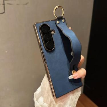 Imagem de Capa de couro sintético com suporte para pulseira Wave Business para Samsung Galaxy Z Fold 7 6 5 4 3 5g Fold7 Fold6 (para Galaxy Z Fold5/Azul)