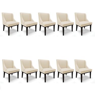 Imagem de Kit 10 Cadeiras de Jantar Liz Corino Base Fixa Madeira Preto - D'Rossi