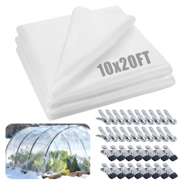 Imagem de Alphatool Cobertura de estufa de plástico com clipes - 3 x 6 m, proteção contra congelamento, panos de geada para plantas de jardim ao ar livre, plantações de vegetais de inverno