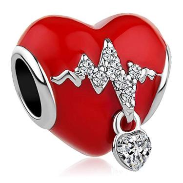 Imagem de ShinyJewelry Berloque de eletrocardiograma de batimento cardíaco para pulseira