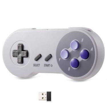 Imagem de Controlador USB SNES sem fio, recarregável retrô USB SNES emulador controlador de jogo para Windows PC Mac, Raspberry PI