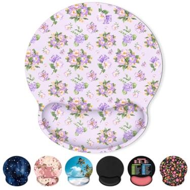 Imagem de KONVINIT Mouse pad ergonômico com descanso de pulso, pequeno mousepad com base de borracha antiderrapante e superfície lisa, mouse pads roxos para mesa, acessórios de mesa de escritório