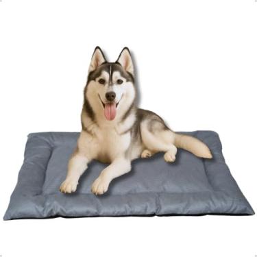 Imagem de Cama Caminha Colchonete Cinza Grande 100x70cm para Cachorro e Gato de Suede Lavável Almofada Pet Macia Confortável