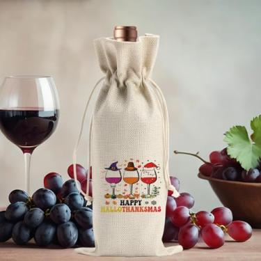 Imagem de Sacola de vinho Fall Happy Hallo Thahksmas para amigos, colegas, família, mulheres, homens, presentes para festas engraçadas, sacolas de vinho