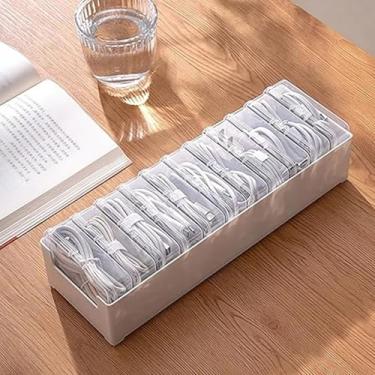 Imagem de Caixa organizadora de cabos, 12 unidades, carregador de cabos, para organização de mesa de escritório em casa e acessórios (branco)