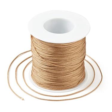 Imagem de Cordão de nylon de 0,8 mm para fabricação de pulseiras chinesas de 100 metros, fio de contas para pulseiras trançadas Kumihimo, colares de macramê artesanal, sino de vento (bronzeado)