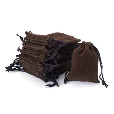 Imagem de 20 sacos pequenos de veludo com cordão de 9 x 7 cm, colar, pulseira, bolsas de armazenamento de joias, sacos de tecido de veludo para joias, embalagem de presente, lembrancinhas de festa de casamento