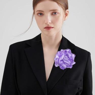 Imagem de Broche grande de flor rosa de tecido delicado alfinetes de lapela elegantes broches de flores broche clássico para festa de casamento dança banquete para mulheres vestido terno cerimônia acessórios de