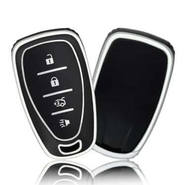 Imagem de Capa para chaveiro Chevy, capa de proteção total para chaveiro de carro para Chevrolet Malibu Equinox Camaro Cruze Tahoe Traverse Blazer Volt Bolt Smart Key Holder Acessórios de carro (4 botões)