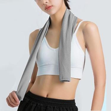 Imagem de Toalhas refrescantes (101,6 cm x 30,5 cm), toalhas refrescantes para pescoço e rosto, toalha de ginástica para malhar, toalha de gelo respirável macia para ioga, esportes, corrida, golfe, cinza