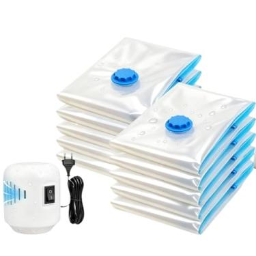 Imagem de Saco A Vácuo Roupas Edredom Bomba Elétrica Bivolt 60x80cm Anti Mofo Umidade Reutilizavel Mala Viagem Guarda Roupa Sacos A Vacuo Para Mala(Kit 3 Sacos 50x60 (Sem Bomba))