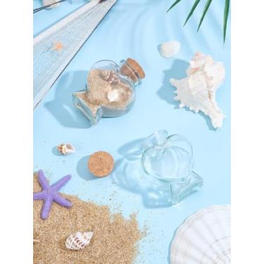 Imagem de 2 peças de garrafa de vidro de coração transparente de 80 ml, garrafa de desejos com rolha de cortiça, mini frascos de mensagem para projetos de artesanato de arte faça você mesmo, decoração