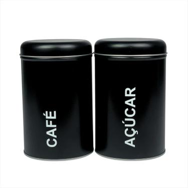 Imagem de Potes Guarda Alimentos Preto Açucar Café Porta Mantimentos