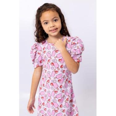 Imagem de Vestido Premium Menina Infantil Picolé Manga Bufante - Nick.Tóia, Rosa