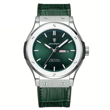 Imagem de Relógio De Quartzo Masculino Com Mostrador Luminoso Design Casual Impermeavel 3atm Verde Prateado