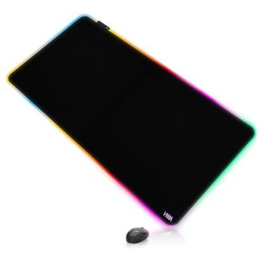 Imagem de Vyaaa Mouse pad RGB para jogos de 101,6 cm x 50,8 cm, tapete de mesa de LED XXL com 9 modos de iluminação, superfície lisa e base de borracha antiderrapante para jogos/escritório/casa (preto)
