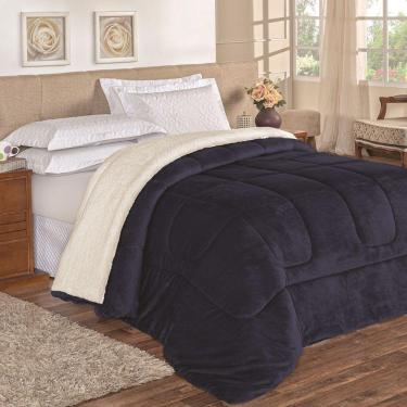 Imagem de Coberdrom Apollo Solteiro Sherpa Manta 1 Peça Azul Marinho