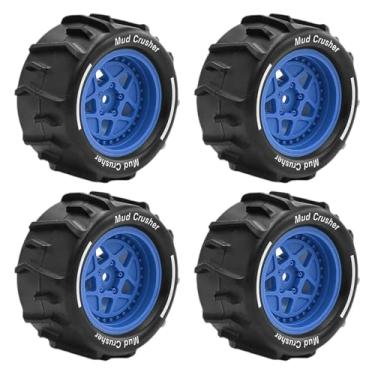 Imagem de Dynwave Kit de instalação fácil com 4 rodas e pneus para modelo DIY (faça você mesmo), upgrade profissional para Granite Grom na escala para 1:18, Azul