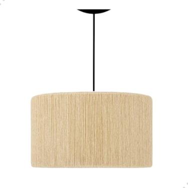 Imagem de Pendente de Teto em Sisal Palha Natural | Luminária Suspensa Rústica E27 para Sala e Jantar (Fio Preto)