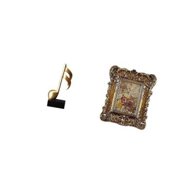Imagem de Fenteer Escultura de Resina com Notas Musicais em Formato de Flor, Estilo Antigo, para Mesa, Porta-retratos, Peça Central para Escritório, Lareira, Dormitório