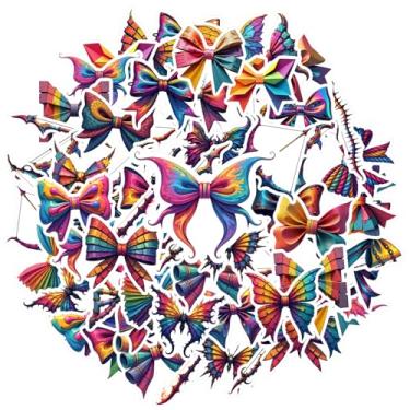 Imagem de 50 peças de borboleta arco arco-íris PVC adesivos de papelaria adesivos de borboleta fofos para mala, geladeira, telefone, bagagem, laptop, guitarra, carro, adesivo, brinquedos, guitarra, faça você