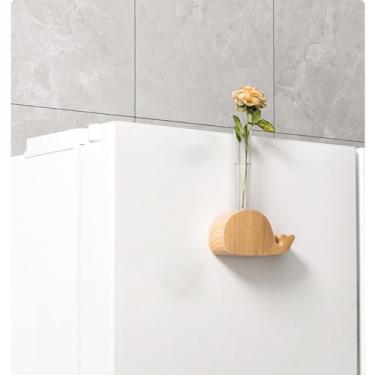 Imagem de Vaso magnético para geladeira com base de baleia, suporte de plantas com design de tubo de ensaio para ervas e flores hidropônicas, acessório decorativo de geladeira para cozinha e casa
