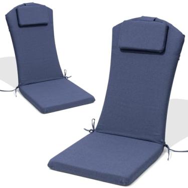 Imagem de Crestlive Almofada de cadeira Adirondack de 127 x 50 cm com apoio de cabeça, repelente de água, resistente ao desbotamento, almofada de balanço para ambientes externos com encosto alto para pátio, céu