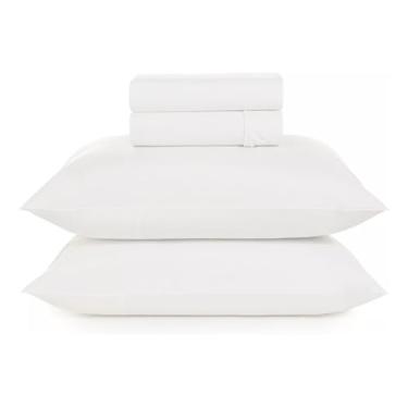 Imagem de Jogo De Cama Queen 4pçs Hotel Motel Pousada Airbnb 180 Fios Teka Profiline Tecido Profissional Branco Resisitente a Lavação com Cloro