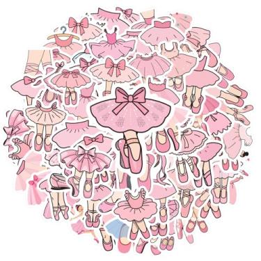Imagem de 70 peças adesivos de papelaria bailarina bailarina delicados para telefone faça você mesmo, guitarra, notebook, mala, copo, guitarra, laptop, capacete, skate