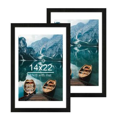 Imagem de Porta-retratos Hongkee Rustic Black Wood 14x22cm Conjunto de 2