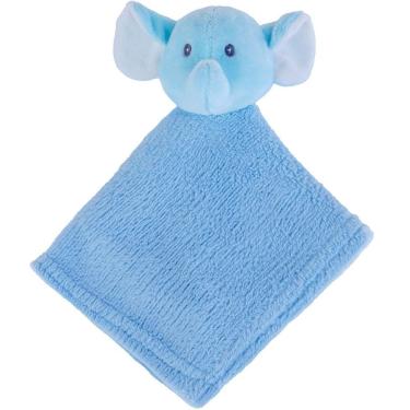 Imagem de Naninha Para Meninos Coral Fleece 100% Poliéster 27x27cm Elefante Azul