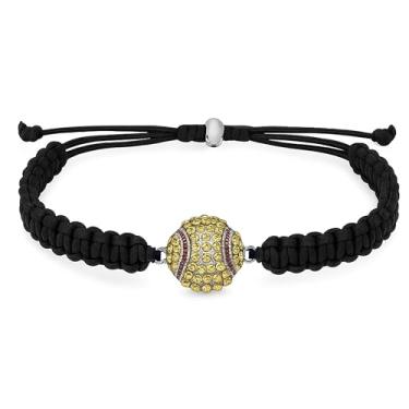 Imagem de Pulseira de softball, joias de softball, pulseira trançada ajustável, presentes de softbol para mulheres, adolescentes e meninas